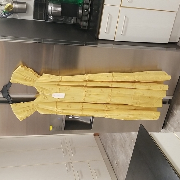 💕THE GREAT💕 The Tea Dress ~ Misted Yellow with Daisy Bouquet Embroidery L NWT - Picture 5 of 16